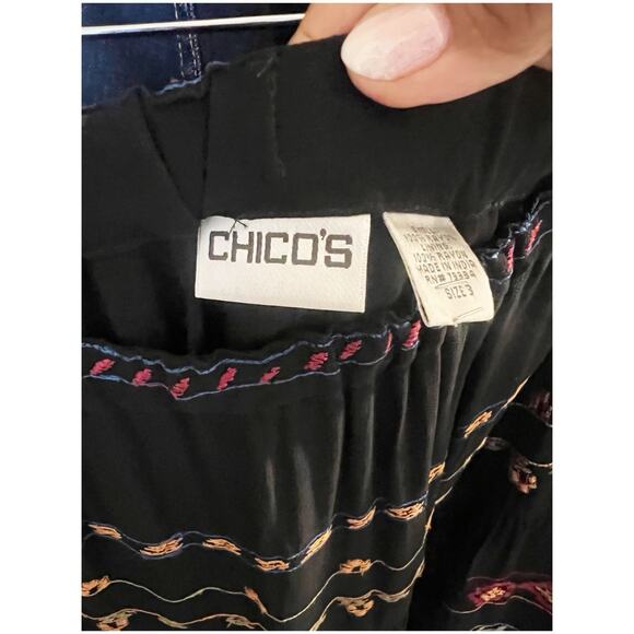 Chico's Black and Multicolor Embroidered Midi Skirt - Picture 15 of 16